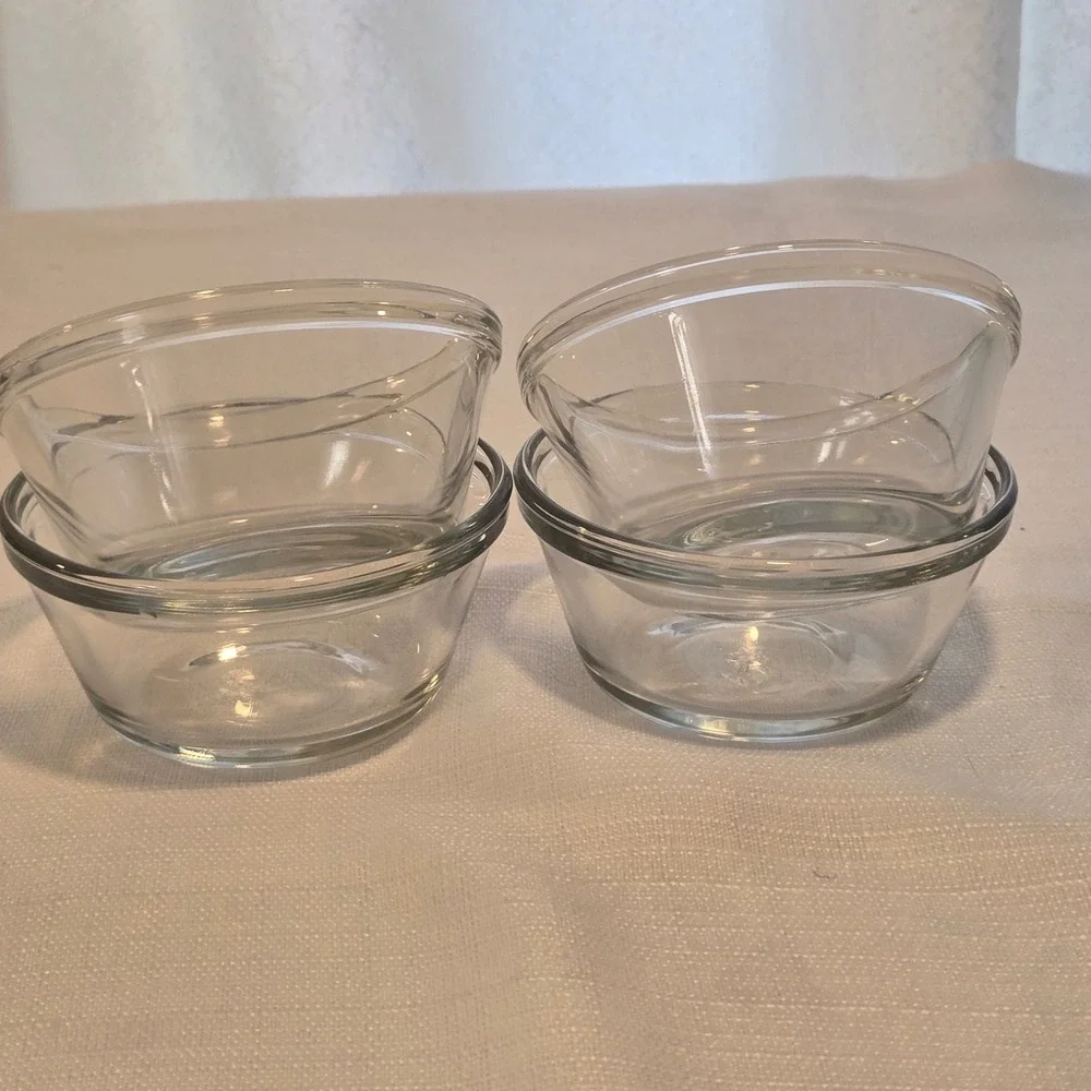 Anchor Hocking 6oz Clear Glass Custard Cups Ramekins Set of 4‎ USA Made 177ml